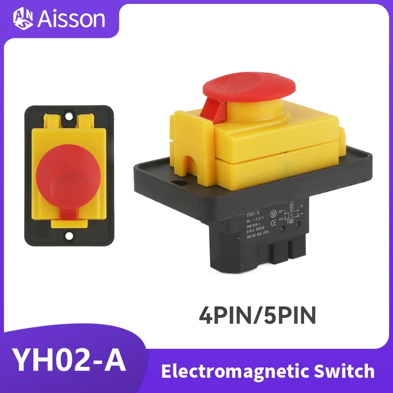 Yh02-A 110V 8A 220V 15A Interruttore Elettromagnetico Starter Pulsante Pannello Di Protezione Blocco Per Attrezzature Per Macchine Utensili Impermeabi