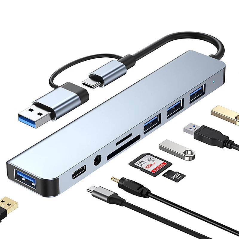 다기능 컴퓨터 카드 리더기, USB C타입 허브 8 인 1, 맥북 프로 에어 및 기타 PC, 노트북, 태블릿 기기용 USB 분배기, 신제품
