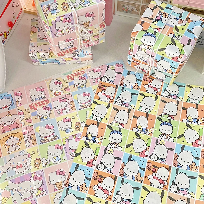 

1 шт., подарочная оберточная бумага Hello Kitty с мультяшным коричным рисунком