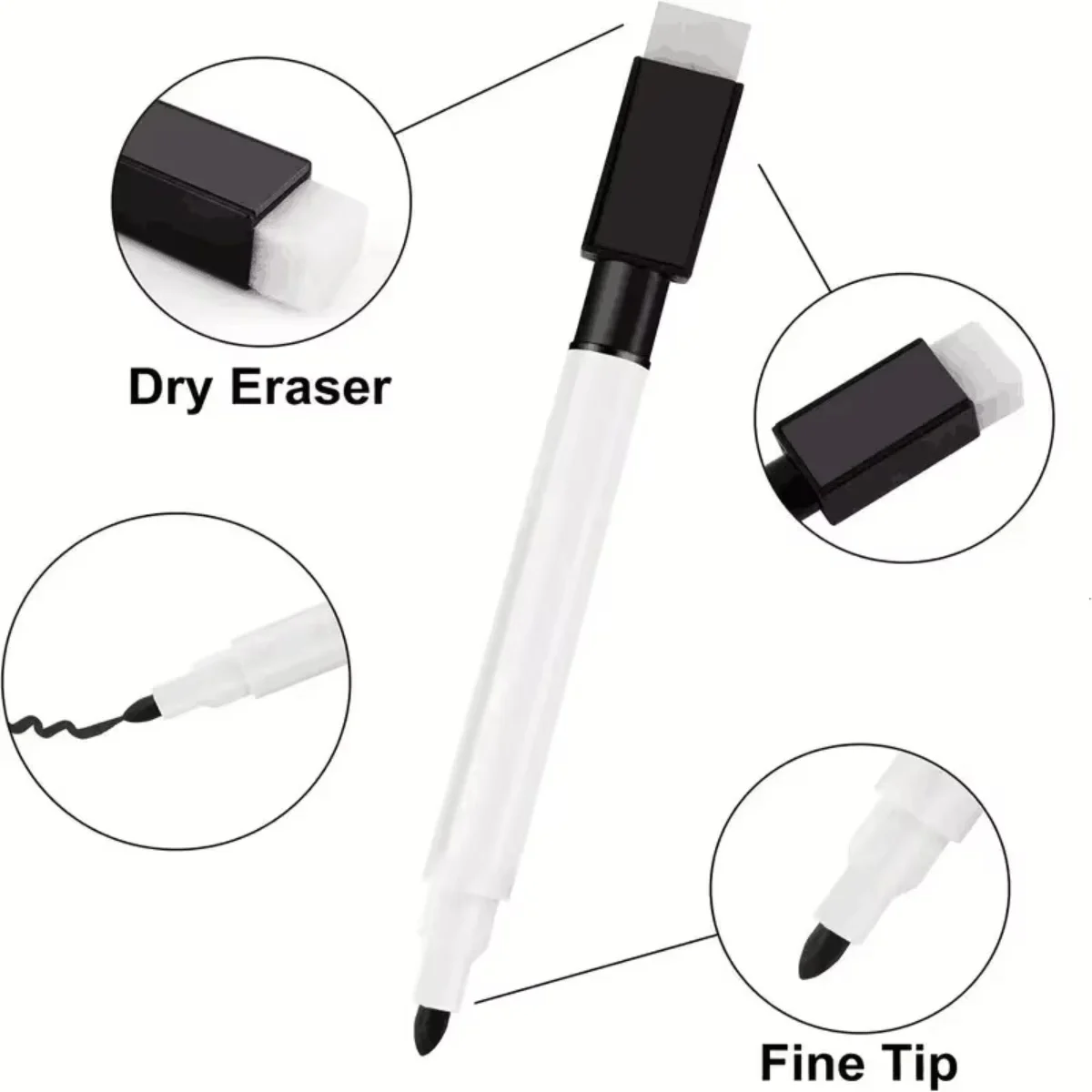 Dry erase markers 25 Pieces Black Dry Erase Markers with Eraser Cap White Board Mini Dry Erase Markers for Office School Supplies