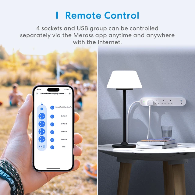 Regleta inteligente Wifi Meross, 3 tomas, 4 USB, compatible con los  asistentes de voz de  Alexa y Google Home por 29,63€ antes 37,99€.