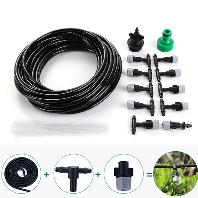 10 Méteres Víz Ködhűtő Sprinkler Szett Fúvókával Kerti Terasz Kültéri Üvegházhatású Növények Spray Tömlő Öntözőkészlet - Image 5