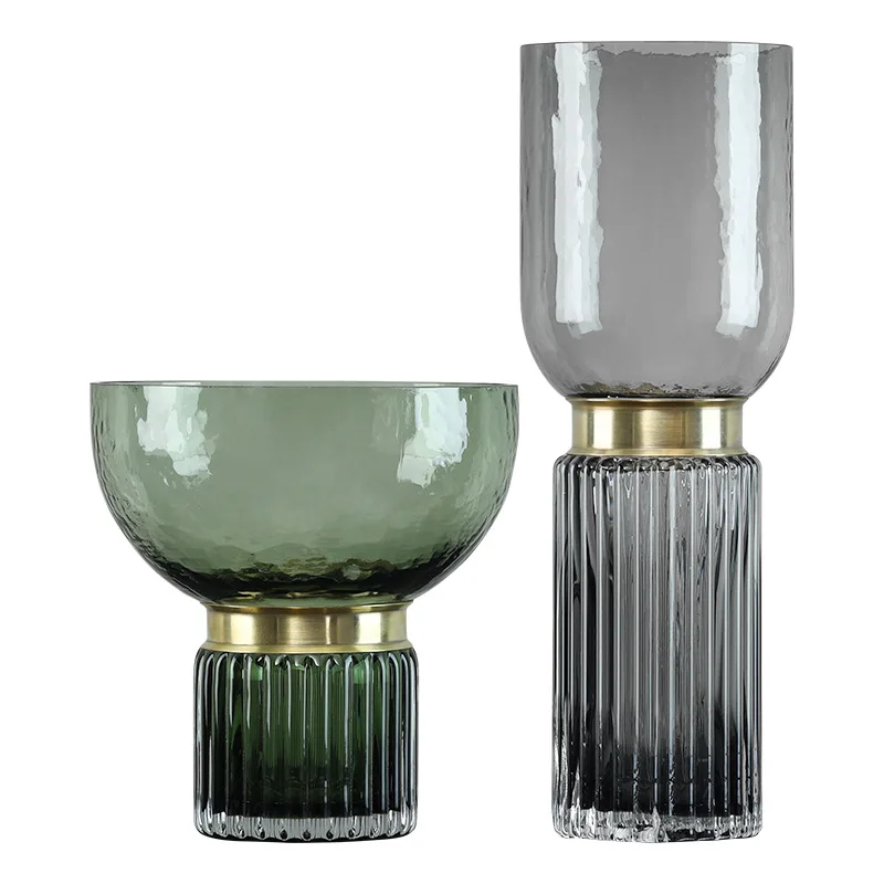 

Nordic Hydroponic Copper Transparent Glass Vase Decoration Living Room Home Decoration Accessories Desktop Glass Container