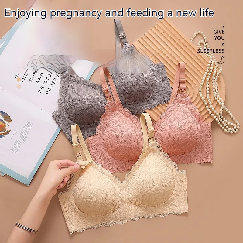 Thin Lace Maternity Breastfeeding Underwear With Gathered Anti Sagging Comfortable and Traceless Postpartum Bra 2
