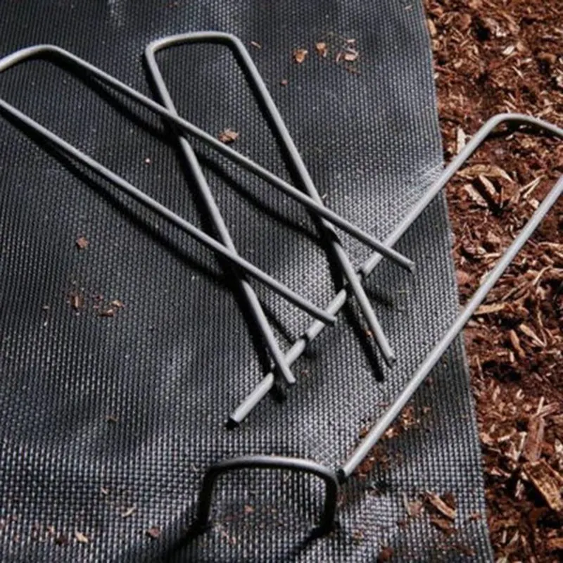 50Pcs Heavy Duty U Shape Garden Stakes Staple Securing Pegs Pins Anti-Rust For Securing Weed Barrier Fabric Landscape Fabric
