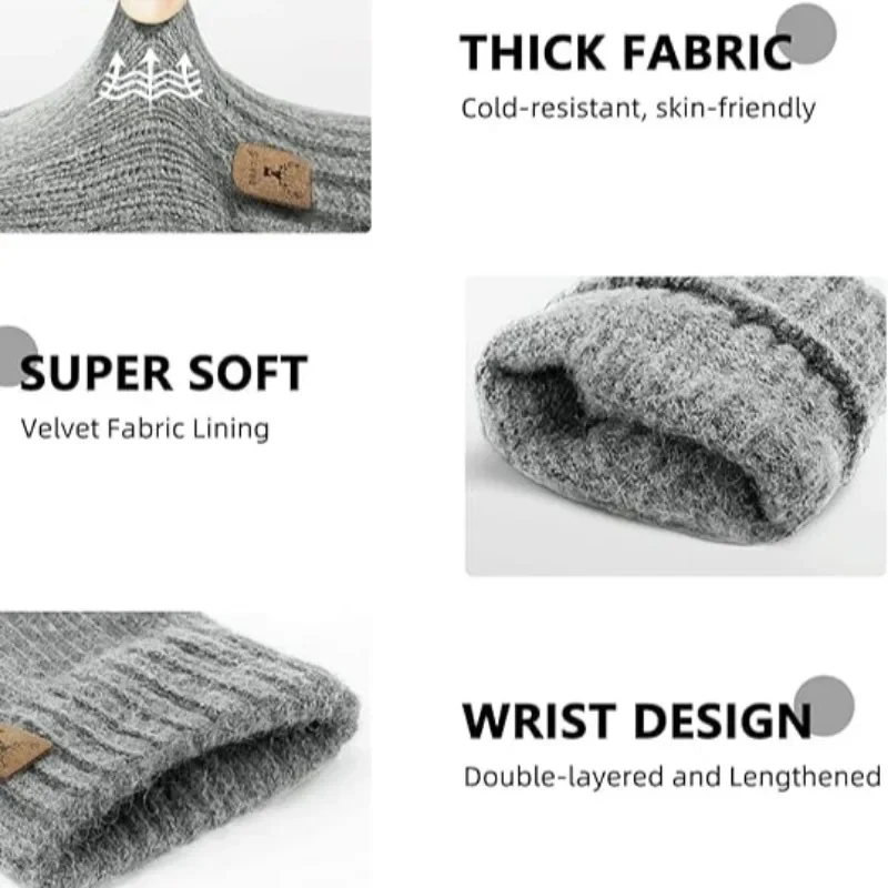 Touchscreen Warm Fingerless Glove Winter Cold Proof Antifreeze Knitted Half Finger Gloves for Cold Outdoor Sports Thermal Mittens fingerless gloves sports gloves half finger gloves warm gloves