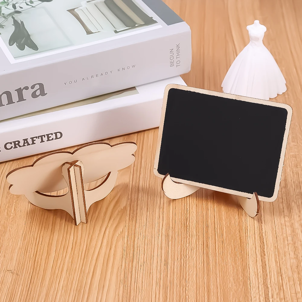 12-Pack Mini Chalkboard Signs With Easel - 4x3" Wooden Message Boards For Weddings, Labels, Parties