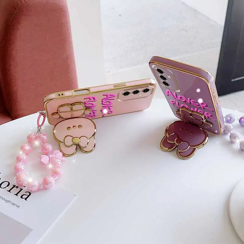 Chic Floral Phone Case Set with Lanyard and Stand - 3 Piece Bundle