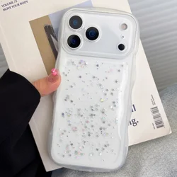Shiny Sequin Glitter Soft Bumper Case with Stars Design - iPhone 12 Mini (Clear)
