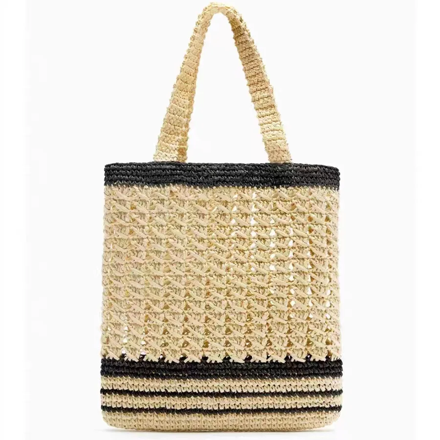 Luxury Design Straw Woven Tote Bags Summer Casual Large Capacity