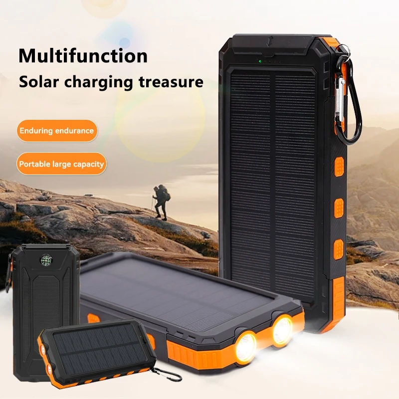 200000mAh Solar Power Bank Outdoor Wild Fishing Camping Large Capacity Backup Power Portable With Compass Supply Rapid Charging