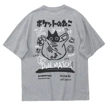 

T Shirts Streetwear Hip Hop Harajuku Graffiti Japanese Kanji Cartoon Print Tees Mens 2022 Summer Fashion Casual Loose Tshirts