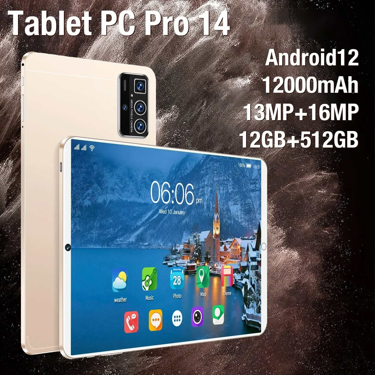 프로 14 글로벌 버전 태블릿, 10.1 인치 HD 오리지널 태블릿, 5G 와이파이 안드로이드 PC 태블릿, 구글 플레이 오리지널 PC, 12000mAh 배터리 