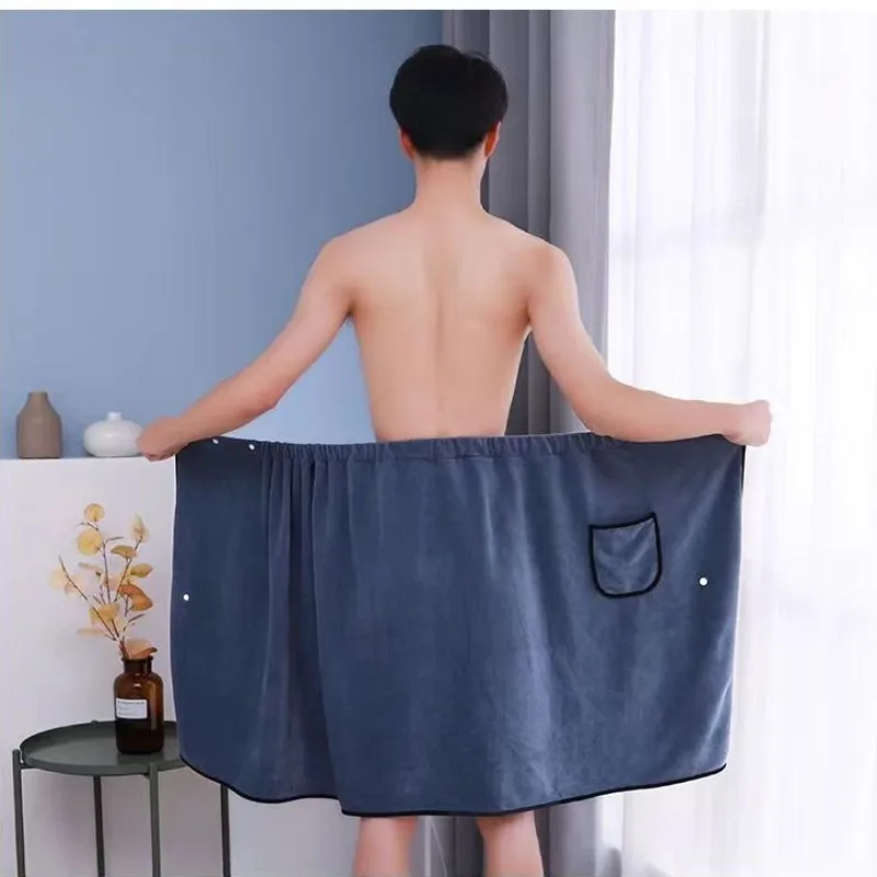 남성용 웨어러블 목욕 타월 ? 두껍고 흡수력이 뛰어나며 빠르게 건조되는 목욕 랩, 보풀 없이 가볍고 ? 해변, 샤워, 수영장, 체육관에 적합