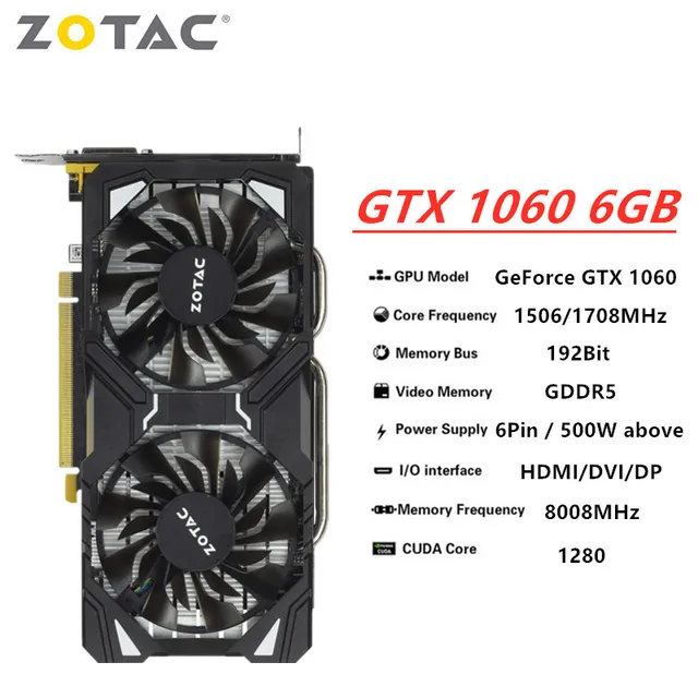 ZOTAC GTX 1060 그래픽 카드 GPU 데스크탑 PC 컴퓨터 게임 화면 지도