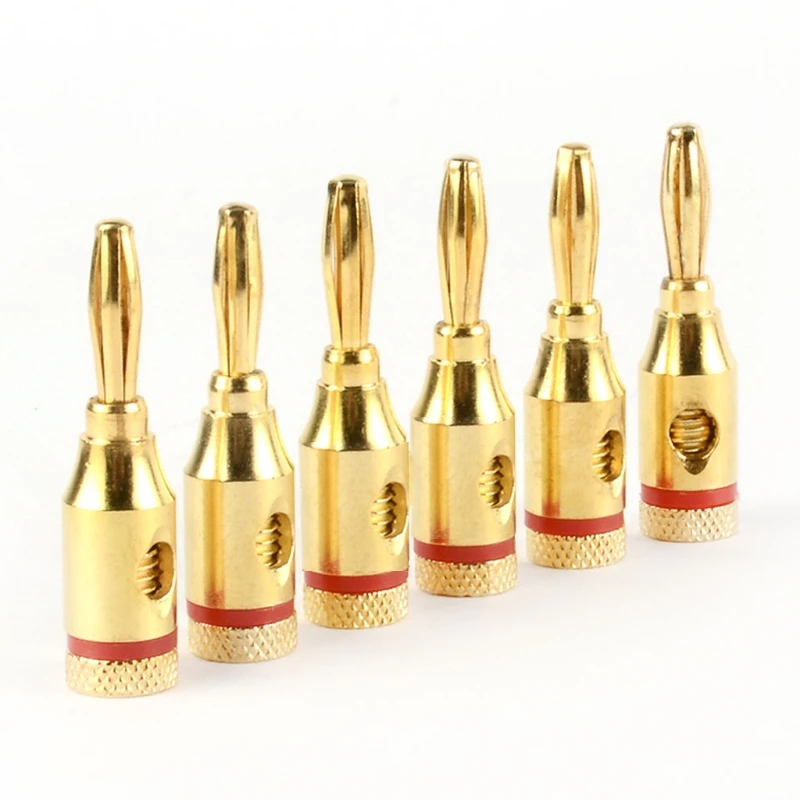 Banana plugs 4pcs Gold Plated Speaker Banana Plugs Open Screw Type Connector for Speaker Wire Home Theater