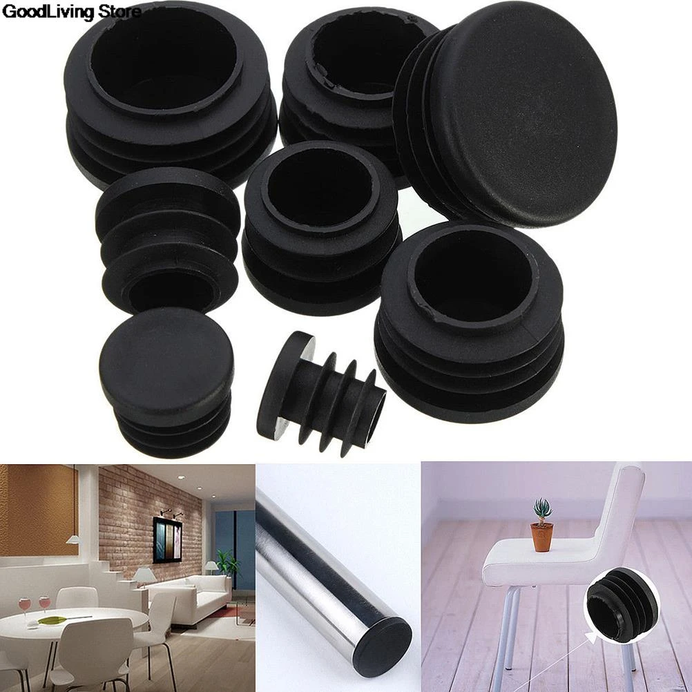 Tapones de Plástico para patas de muebles, tapones de inserción para tubo redondo, color negro, alta venta al por mayor, 10 Uds.|Accesorios para muebles| - AliExpress