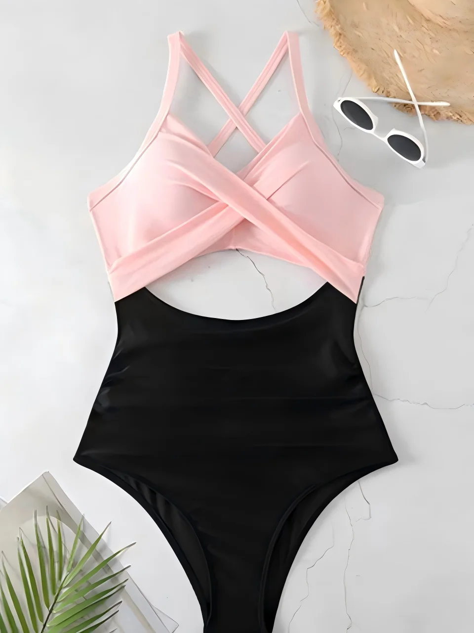 Elegant Ruched One-Piece Swimsuit for Women - Solid Summer Beachwear