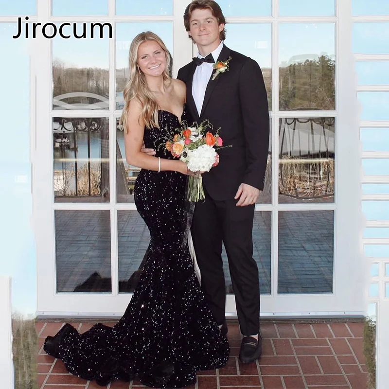 

Jirocum Shiny Sequins Prom Dress Sexy Mermaid Women's Formal Party Evening Dresses Sweetheart Youth Show Trumpet Cocktail Gowns