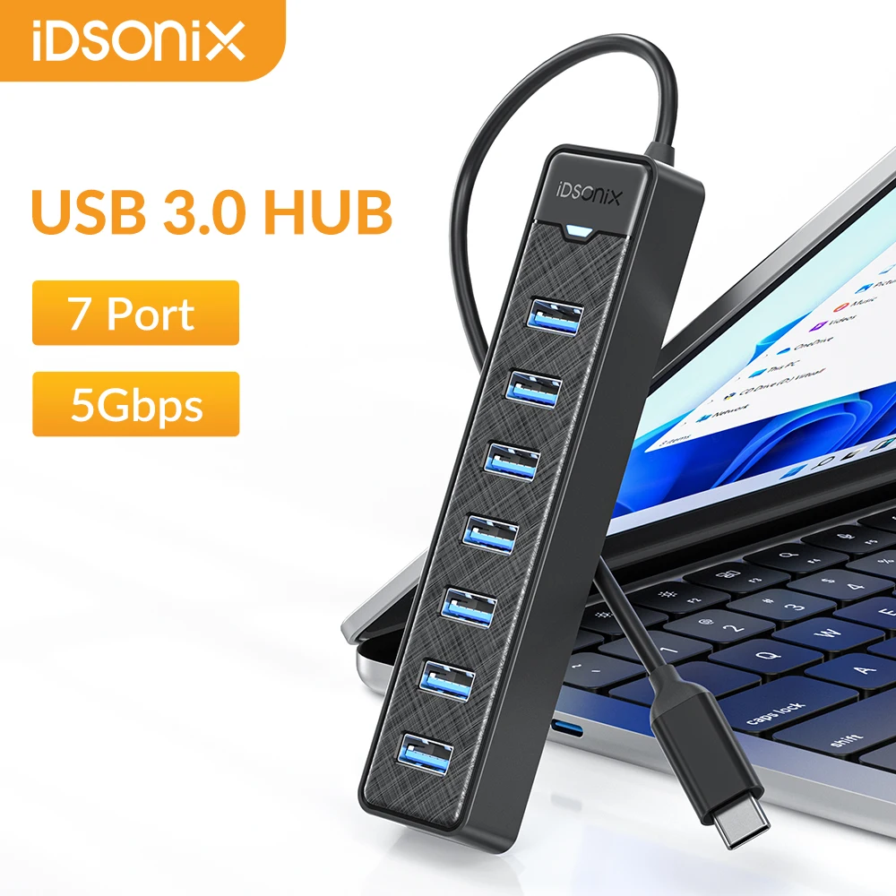 Док-станция IDSONIX, USB 3,0, 7 портов, 5 Гбит/с