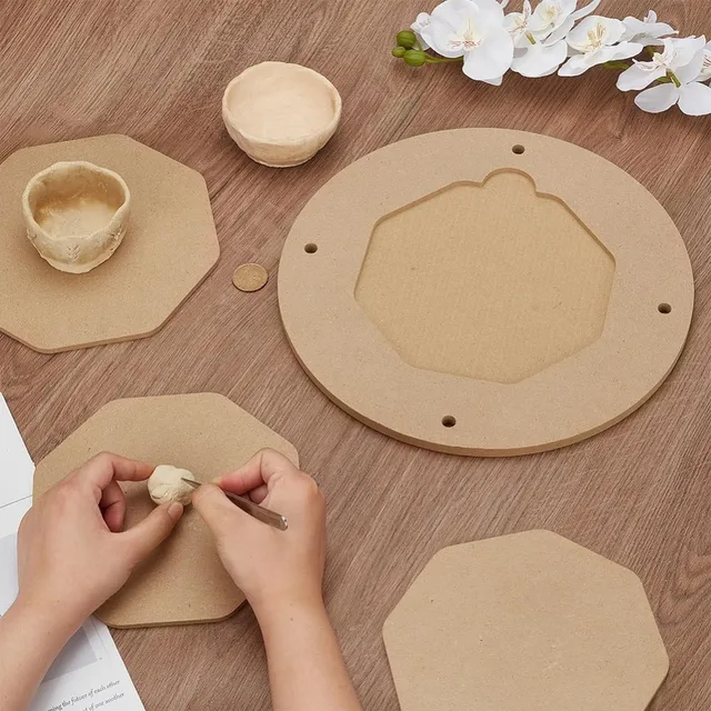 Chauve-souris intérieure pour roue de poterie, planche de cale ronde et Portable en argile de 12 pouces avec 6 tampons hexagonaux de 7.8 pouces, chauves-souris rondes en argile 3