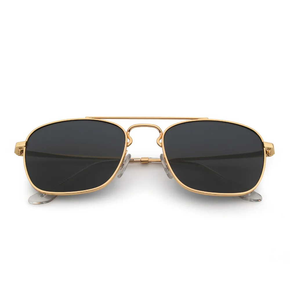 Fashion Glass Lenses Men Women Square Sunglasses Brand Designer Metal Frame  UV400