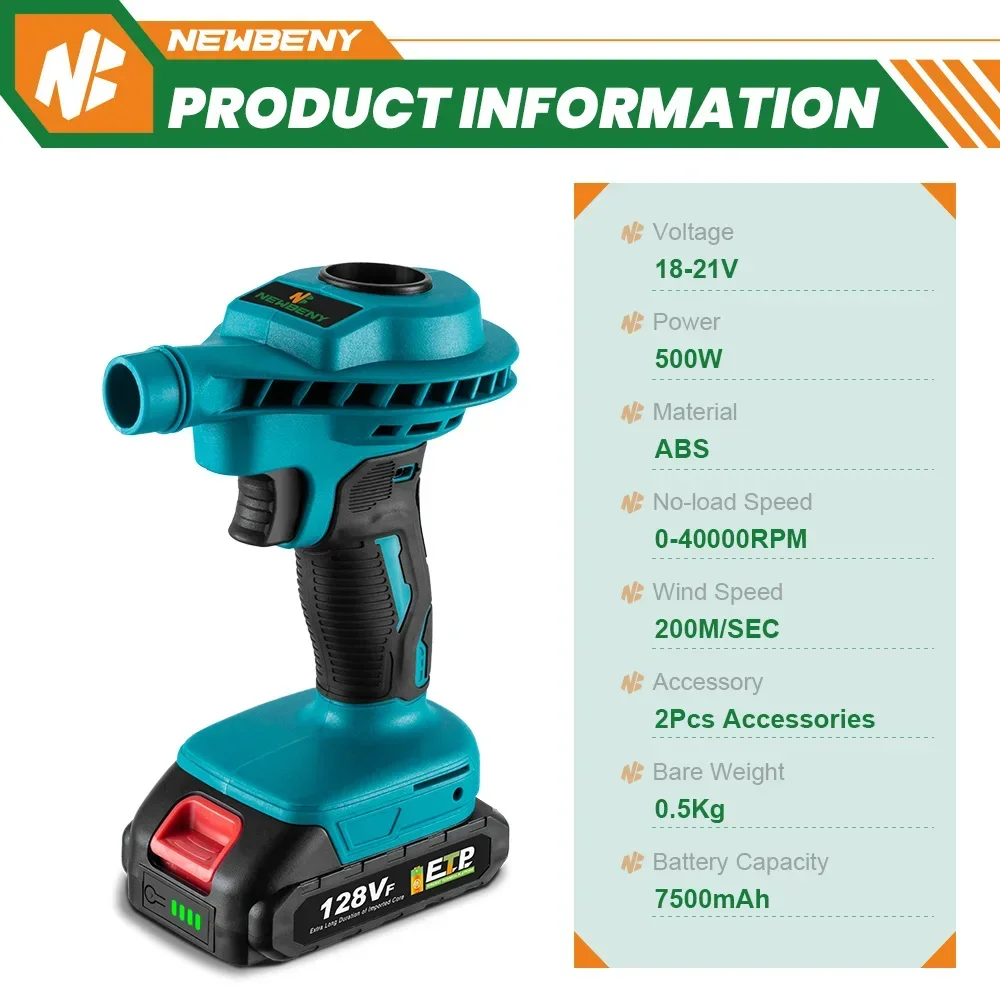 40000Rpm Draadloze Luchtstofdoek 2 In 1 Dual Use Computer Toetsenbord Elektronica Reiniger Draagbaar Oplaadbaar Voor Makita 18V Batterij