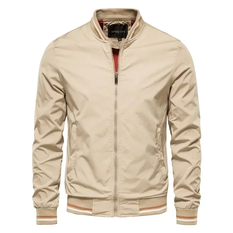 2024 New Autumn  New High Quality Solid Color Bomber Jacket  Men Casual Slim Fit Baseball Mens Jackets Fashion Jackets for Man