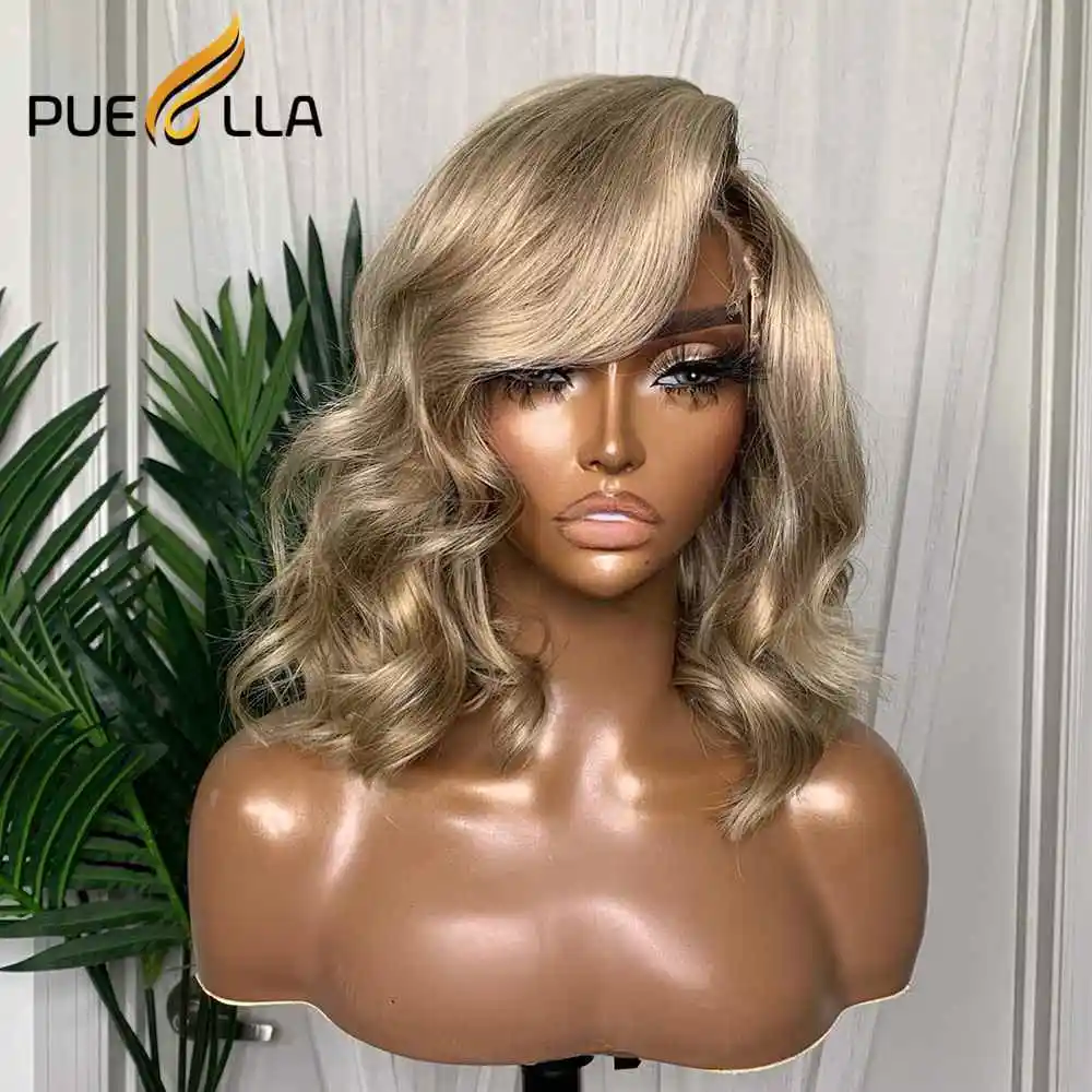 250% Ombre Beige Bronde 13x4 Lace Front Wig Brazilian Human Hair Preplucked Short Transparent Loose Body Wave Frontal Wigs human hair wig lace front wigs