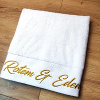 White Cotton Face Towel Hand Towel Bath Towel Hotel SPA Club Sauna Beauty Salon Free Custom Embroidery Beautiful LOGO its Name 1