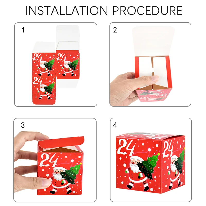 24Pcs Christmas Advent Calendar Box Kraft Paper Candy Gift Box 24 Days Countdown to Christmas Navidad New Year Decoration Supply