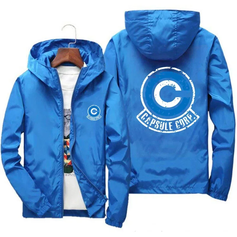 Anime Jacket Capsule Corp-Sudadera Capucha Hombre Manga Larga Abrigo Dynocaps