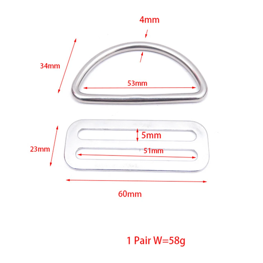 1/2 Pair Scuba Diving D Ring Buckle With Stainless Steel Webbing Belt Keeper Mount Cylinder Latches Scuba Diving Accessories for scuba diving accessories