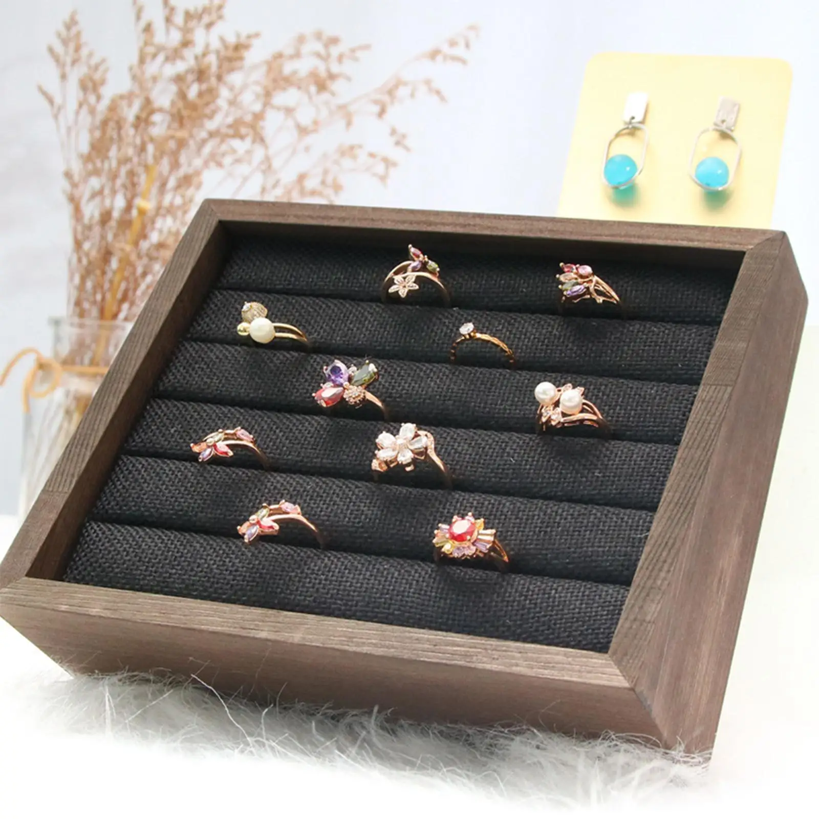 Rings Display Stand Showcase Holder Ring Case Box Organizer for Collector Earring Showcase Ring