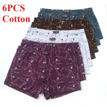 Confezione da 6 boxer da uomo in cotone stampato taglie forti vestibilità ampia biancheria intima a vita media traspirante comoda per uomini grandi e alti 1