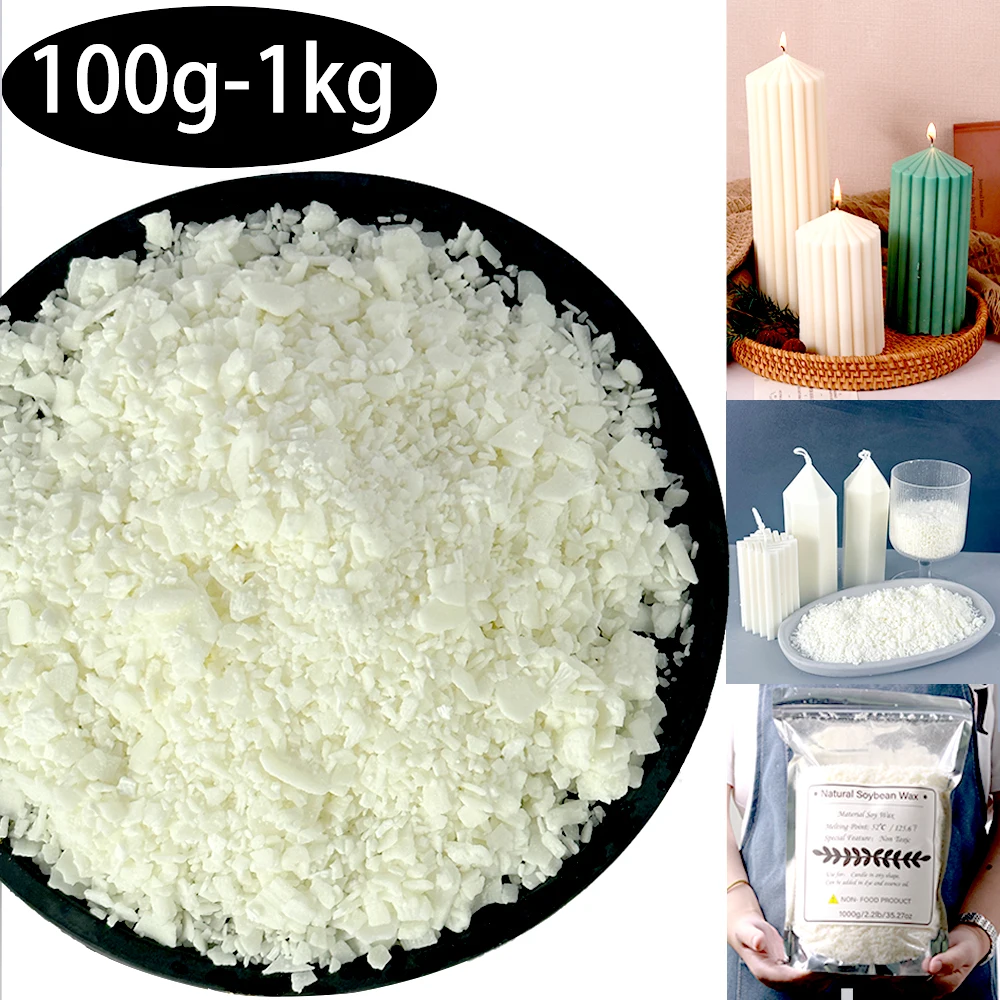 100g1kgNaturalSoyWaxFlakeScentedCandleRawMaterialDIYCandle