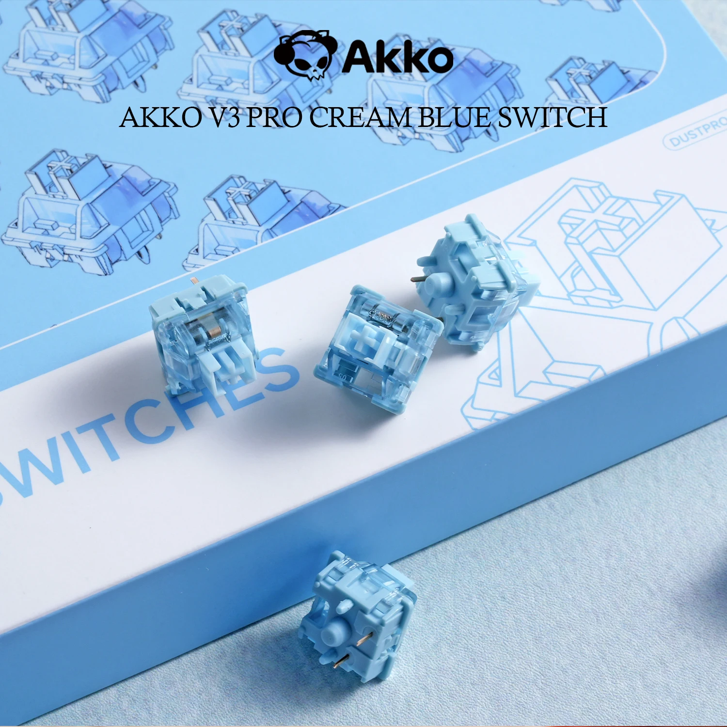 Akko V3 Pro Cream Blue Switch 5 Pin 45gf Tactile Switch With Dustproof Stem Compatible with MX Mechanical Keyboard (45 pcs) - 1