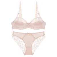 Summer Christmas Lingerie Set Large Bust Sexy Red Lace Bra Slimming Anti-Sagging, Romantic Gift Thin Cotton Underwear BANERDANNI