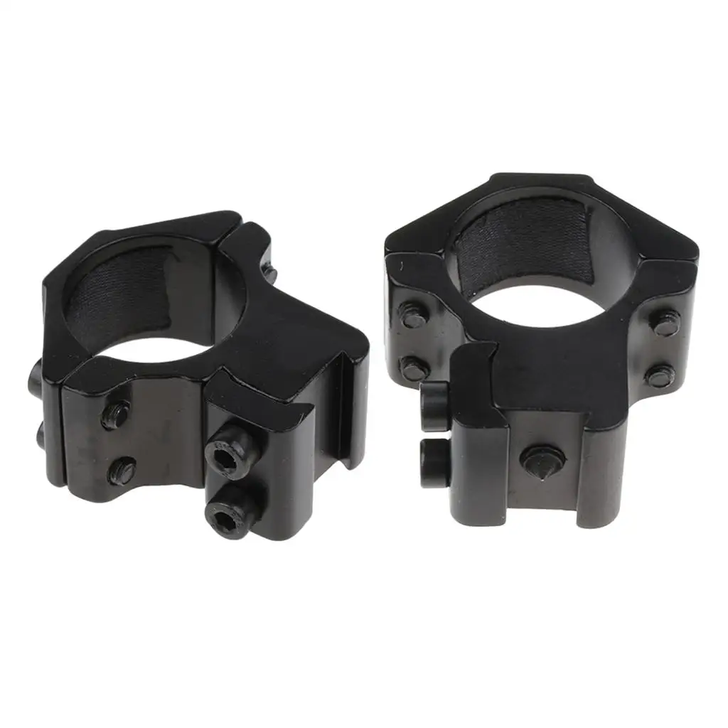 Tube Clamp Ring Scope Mount Holder 25.4mm 1" 11mm Rail Hex Wrench Installing Flashlight Torch Black Low Profile