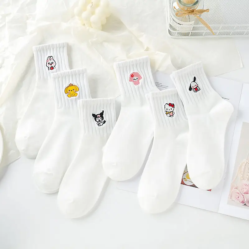 

Kawaii Sanrio Socks Hello Kittys Kuromi Pochacco Cute Cartoon Warm Sweat Absorbent Breathable Sports Socks Kids Toys Funny Gift