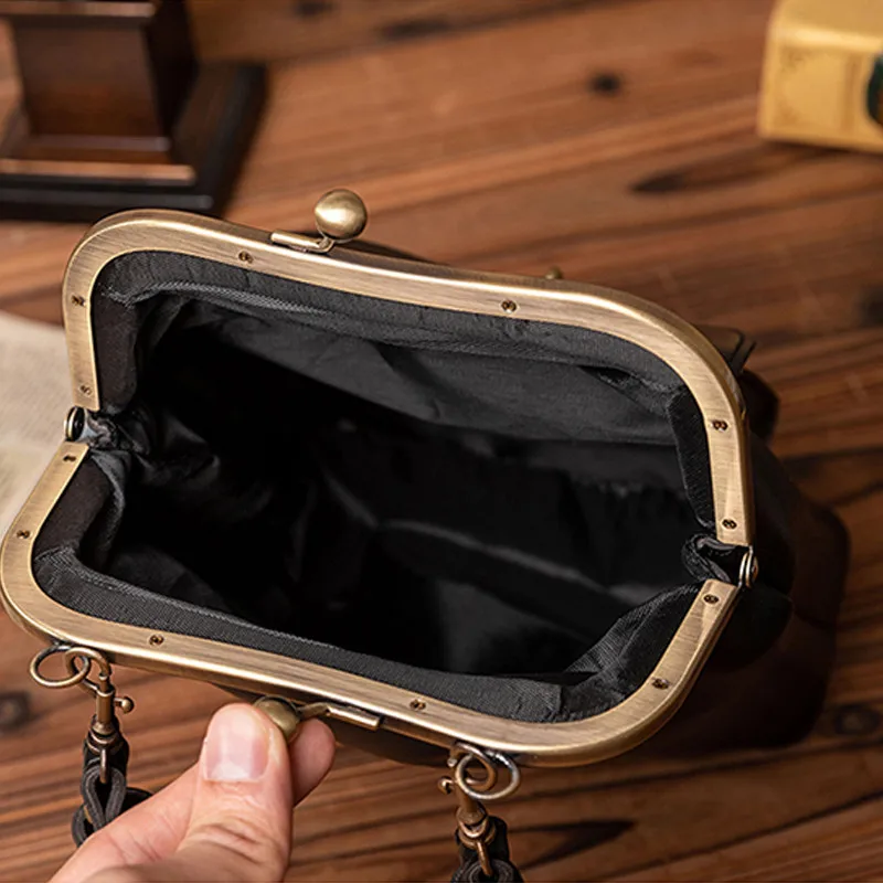 Borsa Donna In PU Vintage Con Chiusura A Bacio - Borsetta Retrò Elegante Con Tracolla Regolabile | Per Tutte Le Occasioni - Foto 2