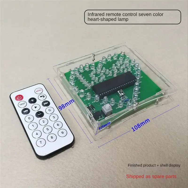 A93Z DIY 전자 키트 다채로운 LED 플래시 러브 하트 DIY 원격 제어 납땜 프로젝트 키트 발렌타인 선물