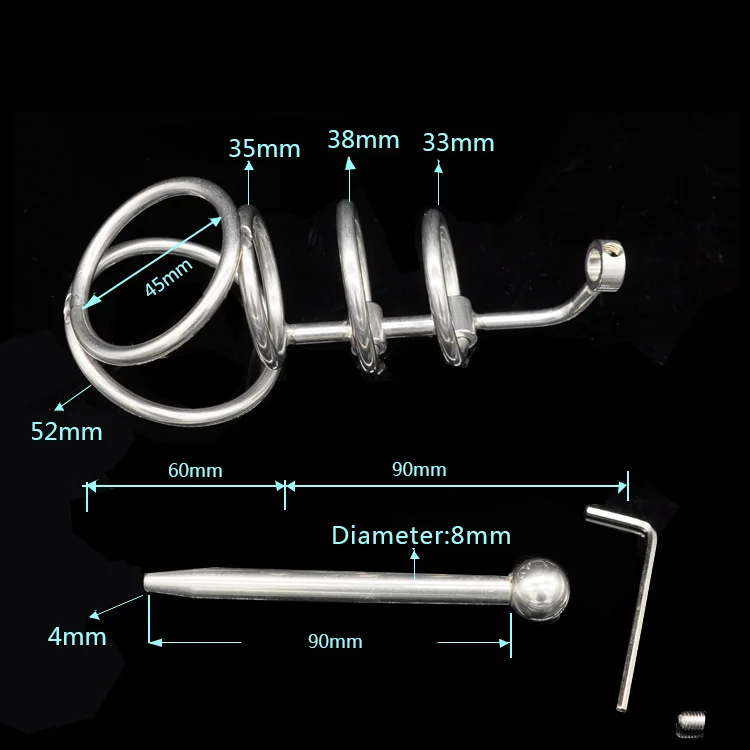 Male Stainless Steel Chastity Cage Bondage Cock Abstinence Chastity Device With Metal Urine Catheter Anti Cheating Lock