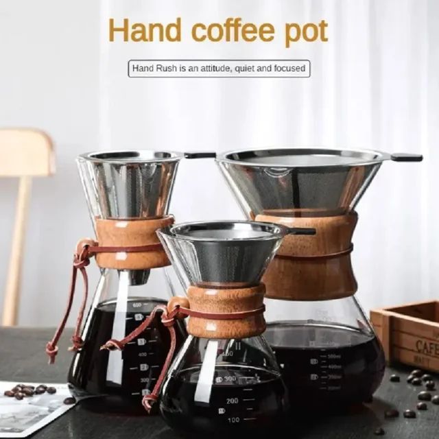Hand Brewed Coffee Sharing Pot Filter Screen Glass Coffee Filter Cup Coffee Pot Set Drip Small Household Glass Pot Coffee Jar