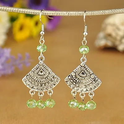 Kissitty 20 Pairs Mixed Color Tibetan Style Chandelier Earrings With Glass Beads Brass Earring Hooks For Women Jewelry Findings