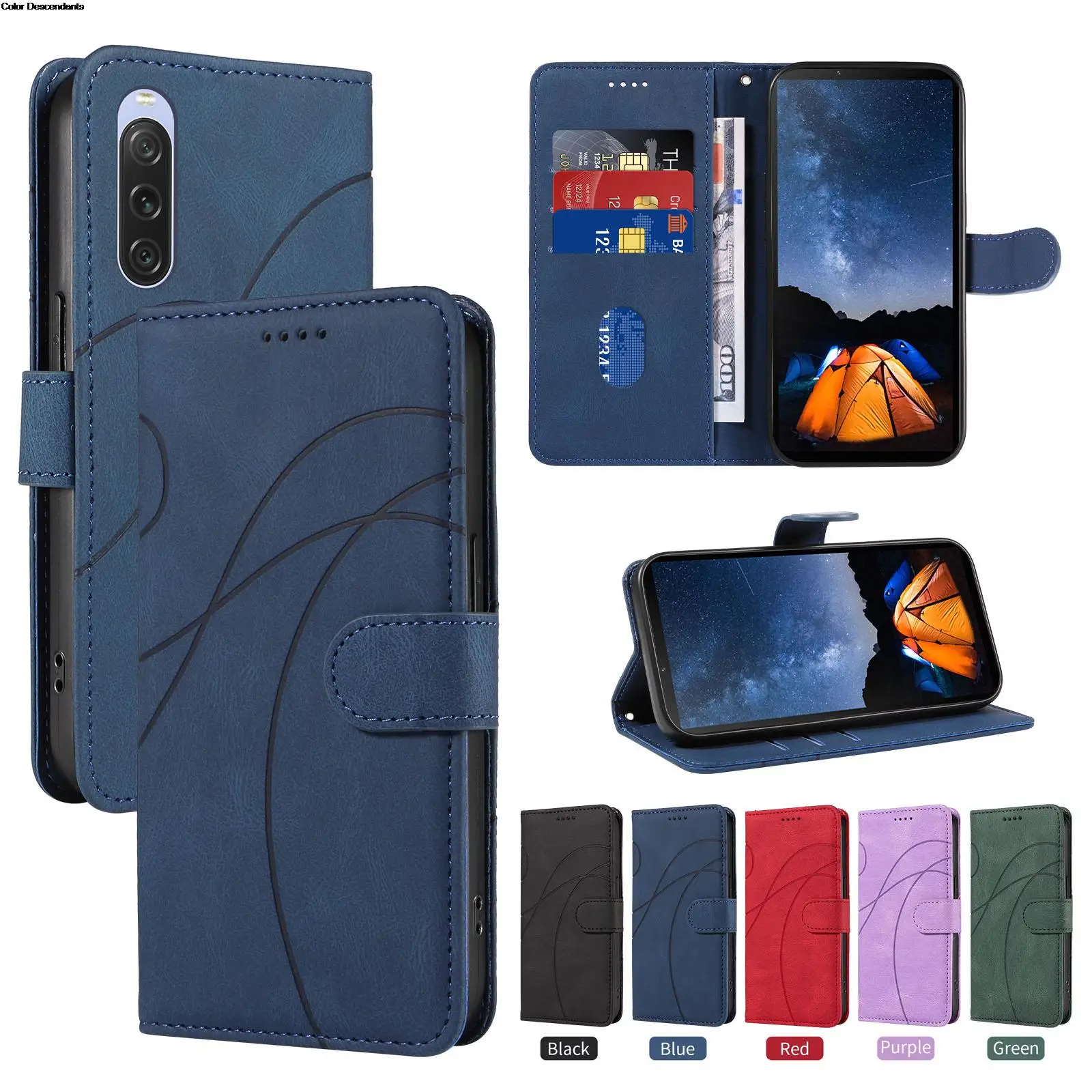 COQUE Custodia Sony Xperia 5 IV Custodia, Porta Biglietti da Visita Multi-Slot con Cerniera Magnetica, Custodia a Portafoglio per Sony Xperia 5 IV-Purple