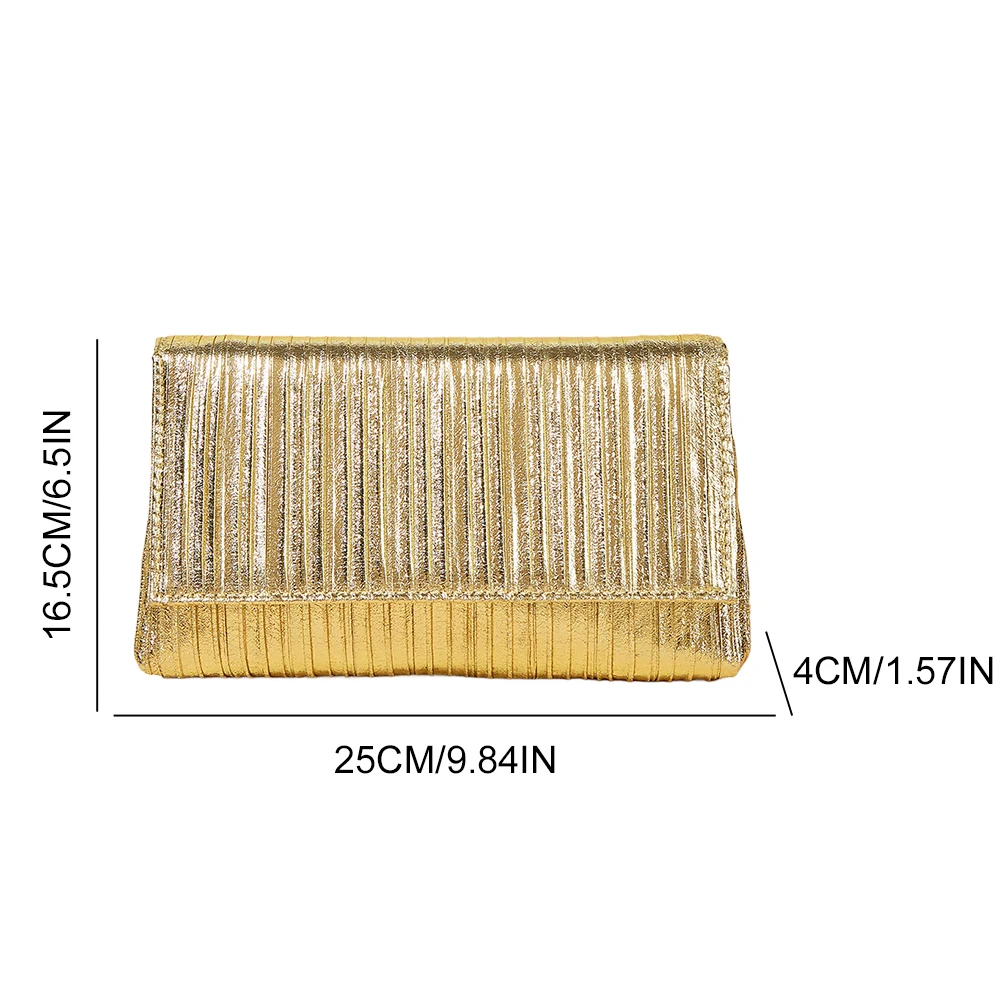 Women Envelope Handbag Flap Metallic PU Shoulder Bag Shiny Crossbody Purse Hobo Bag Wedding Party Bridal Purse