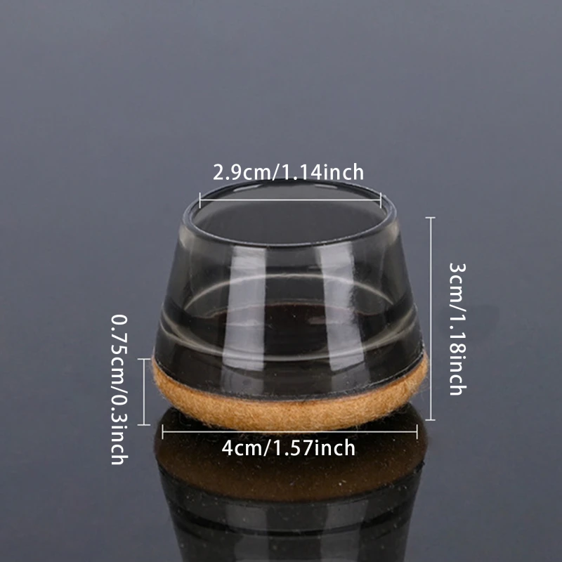 Description Picture 3 of item4pcs Silicone Chair Leg Protectors With Felt Furniture Feet Pads Floor Protective Cover For Non-Slip Sofa Table Glides Feet Cap