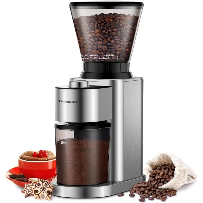 

TWOMEOW Conical Burr Coffee Grinder Electric, Anti-static Coffee Bean Grinder with 24 Grind Settings for Espresso/Drip/Pour Over