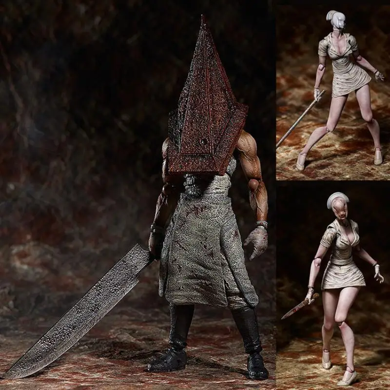 

New Silent Hill 2figma Triangle Head Red Pyramid Faceless Nurse Actionable Movie Peripheral Hand Figure Anime Figure Doll Model